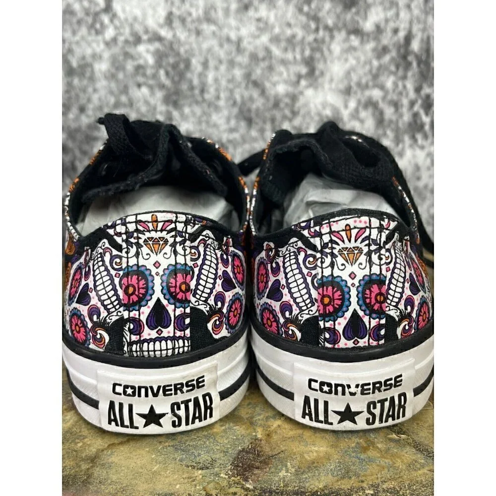 Converse shoes Women 7 men 5 All Star Sugar Skull Black Day Of The Dead Sneakers